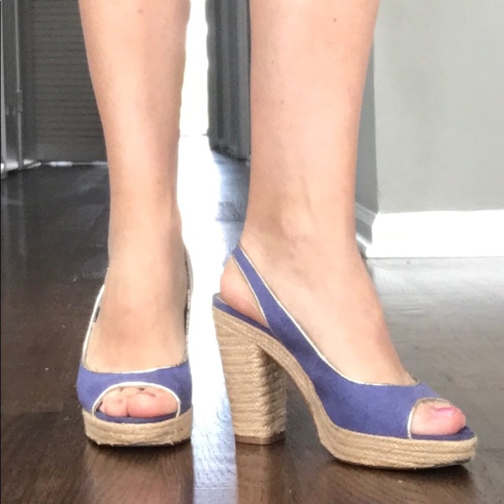 Tahari BARB Canvas Slingback Platform Pump Sandal